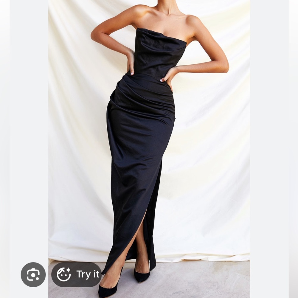 House of CB Black Adrienne Corset Maxi Long Gown Dress
